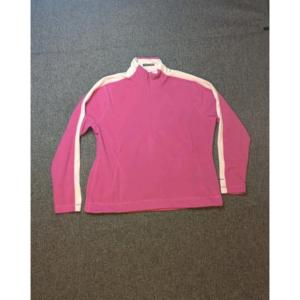 Vtg Eddie Bauer XL Women's 1/4 Zip‎ Fleece Jacket Pink Long Sleeve Outdoor Shirt